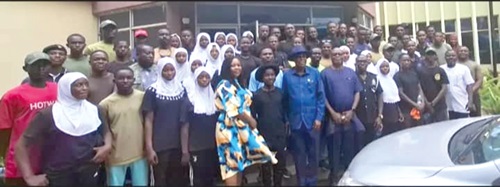 Austin Gamey (arrowed) and DCOP Eklu (retd) with the cadet participants