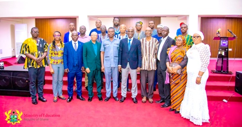 Haruna Iddrisu (5th from right), the Education Minister, with members of the governing council after the inauguration