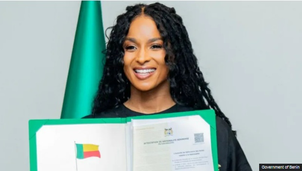 Ciara received her citizenship with "pride", Benin's government said in a statement