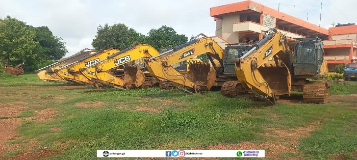Police seize arms and excavators in anti-galamsey operation at Mpasaaso