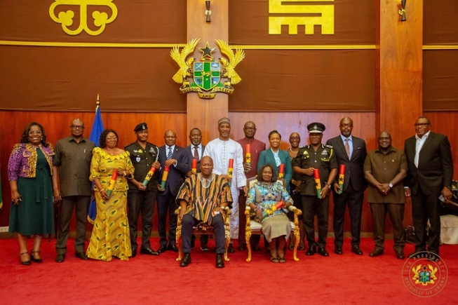 President John Mahama in a group photo with the new Police Council members 
