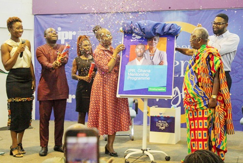 Esther Cobbah (4th from left), President, Institute of Public Relations, unveiling the IPR Mentorship Programme with Kojo Yankah (right), Founder of the African University of Communications &amp; Business Picture: CALEB VANDERPUYE