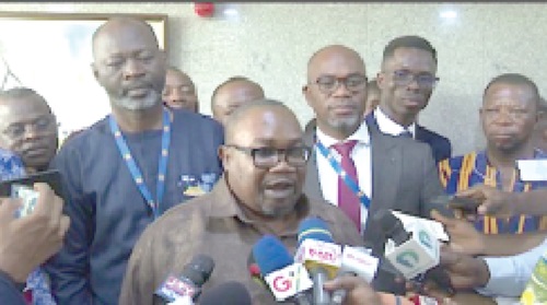Dr Mark Kurt  Nawaane, Chairman of the Health Committee,  addressing the journalists