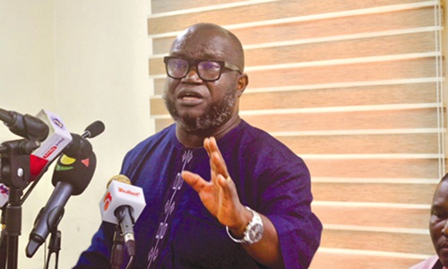 Dr Kenneth Ashigbey, Convener of the Ghana Coalition Against Galamsey, addressing the media.