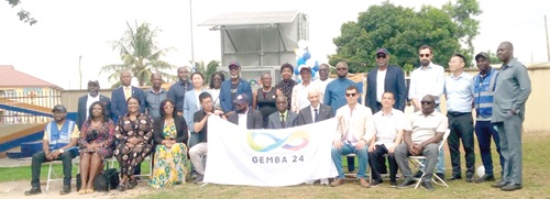 Zac Brougham (4th from right), member of the GEMBA 2024 cohort, Cromwell Awadey (5th from right), Executive Director for International Needs Ghana, Prof. Gordon Adomdza (6th from left), Director of CEIBS Africa, and members after the commissioning