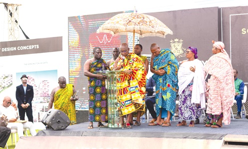 Nana Prof. Oheneba Boachie-Adjei Woahene II, Hiahene, delivering Otumfuo Osei Tutu II’s address at the event 