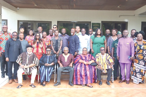 Dzifa Gomashie (seated 2nd from left), Minister of Tourism, Culture and Creative Arts, with Prof. Esi Sutherland-Addy (seated 2nd from right), Chairperson, PANAFEST Foundation; Rabbi Kohain Halevi (seated left), Executive Director, PANAFEST Foundation; Kojo Yankah, Founder of the Pan African Heritage Museum, and some dignitaries at the launch in Accra. Picture: ELVIS NII NOI DOWUONA 