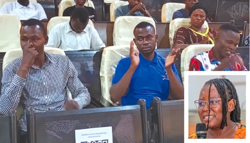 Vera Jawol Magan (inset), the Director of YEFL Ghana, addressing the conference