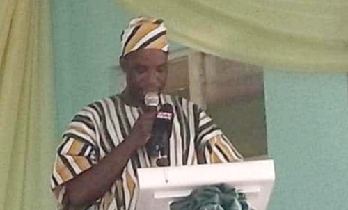 Martin Samani Daanko (Left), the KEEA Municipal Director of Health, addresing participants in the conference