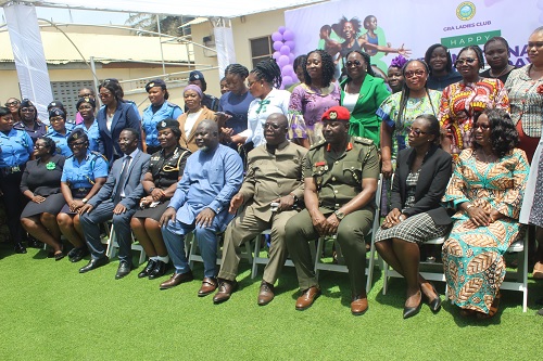 Anthony Kwasi Sarpong (middle), Ag. Commissioner-General, and COP Tiwaa Addo-Danquah (4th from left) of the Ghana Police Service, Neormah Nyoon Brew (2nd from left), National President, GRA Ladies Club;  Sabia Kpekata (2nd from right), Programme Officer, Ministry for Gender, Children and Social Protection, with some other officials and participants in the ceremony.  Picture: ESTHER ADJORKOR ADJEI 