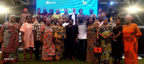 Sina Kamagate (5th from right), Executive Head of the Retail Banking Department at GCB, and some dignitaries with the market queen mothers and some traders