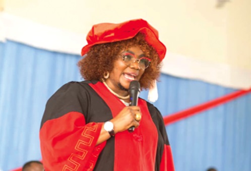 Dr Adwoa Kwagyiriba, Principal of St Francis College of Education, addressing the ceremony