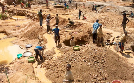 An illegal mining site