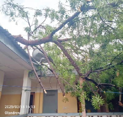 One of the structures that was destroyed on campus during the storm