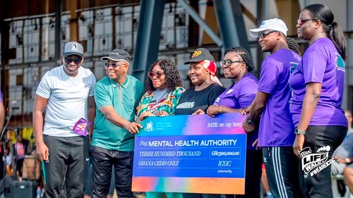 Rev. Anthony Cudjoe (2nd from left) and the ICGC delegation after presenting the dummy cheque to Dr Pinaman Appau (4th from left), the CEO of the Mental Health Authority. With them are other pastors of the church and officials of the Mental Health Authority Rev. Anthony Cudjoe (2nd from left) and the ICGC delegation after presenting the dummy cheque to Dr Pinaman Appau (4th from left), the CEO of the Mental Health Authority. With them are other pastors of the church and officials of the Mental Health Authority