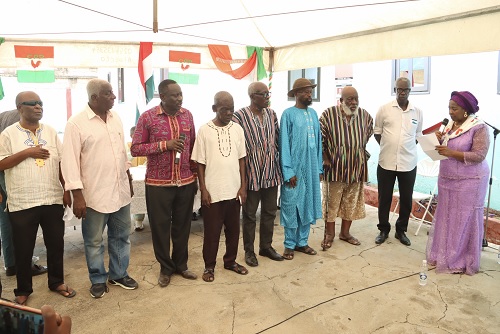 Nana Frimpomaa Sarpong Kumankumah (right), Chairperson, Convention People’s Party, swearing in the new members of the Council of Elders. Picture: ELVIS NII NOI DOWUONA