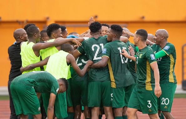 South African players celebrating their achievement
