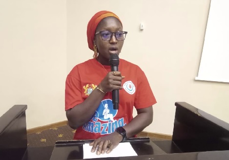  A section of the participants in the forum. Inset: Aliu Fauzia, Advocacy, Campaigns and Inclusion Manager, WaterAid Ghana, speaking at the event