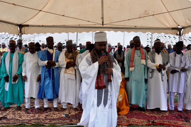 Imam Muniru Ali leading the prayers at the festival of breaking the fast in Ho
