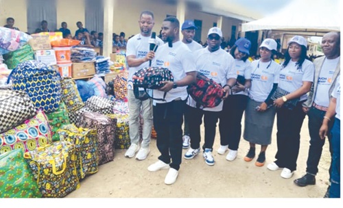 Staff of the school packing some of the Items donated