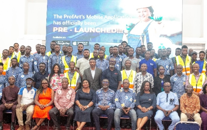 Dignitaries and participants after the pre-launch event of the Professional Artisans Mobile Application in Accra