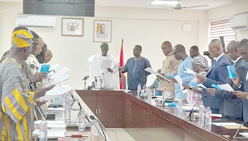 Haruna Iddrisu (arrowed), Minister of Education, swearing in  the governing council of the University of Education, Winneba