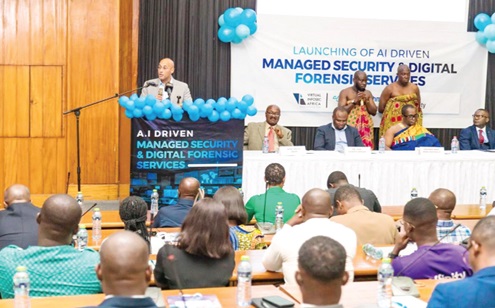 Essam Ahmed, Regional Director for Africa and Pakistan, Exabeam, addressing participants in the launch in Accra