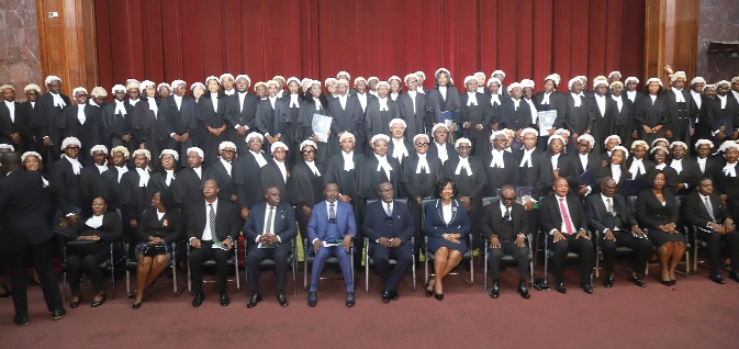 Some of the lawyers after the graduation ceremony in Accra. Picture: SAMUEL TEI ADANO