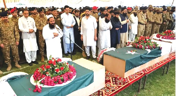  A funeral taking place near Lahore  last  week after India launched missile strikes