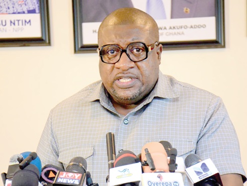  Henry Nana Boakye, NPP National Organiser, addressing the press conference