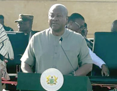 President John Dramani Mahama (right) speaking at the event