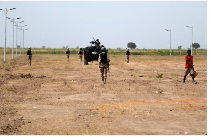 Nigerian Security Forces patrol outside Ngarannam in Ngarannam, Borno State, Nigeria October 21, 2022. REUTERS/Christophe Van Der Perre/File Photo/File Photo Purchase Licensing Rights