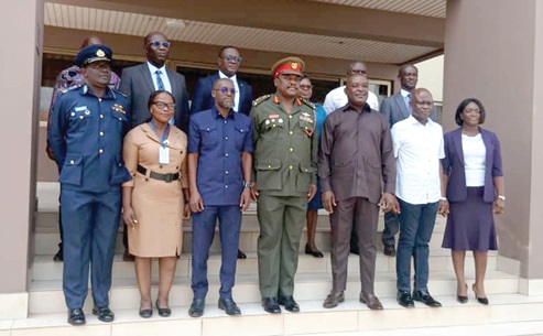 Lt General William Agyapong (middle), Chief of Defence Staff, with Prof. Ahmed Abdulai Jinapor (3rd from right), and a team of military officers and staff of GTEC