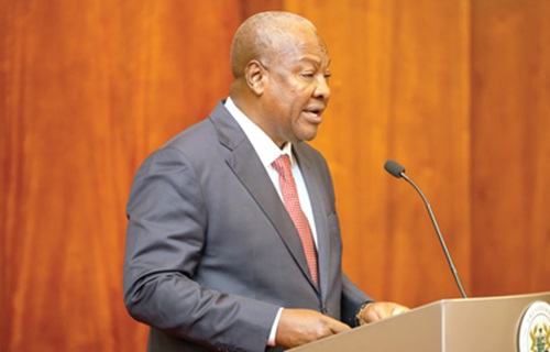 President John Dramani Mahama swearing in members of the National Development Planning Commission yesterday