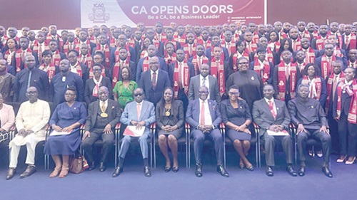 Members of the council of ICAG  with the newly admitted chartered accountants