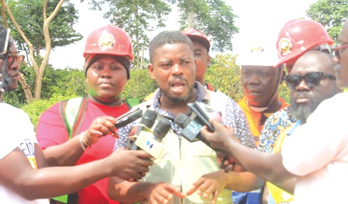 Adjei Baffour Acquah, PRO, Narawa Mining Company,  speaking to the media