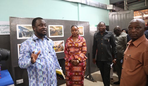 Dignitaries during a tour of the Welding Demonstration Centre and innovation hub at ATU in Accra Picture: EDNA SALVO KOTEY Dignitaries during a tour of the Welding Demonstration Centre and innovation hub at ATU in Accra Picture: EDNA SALVO KOTEY