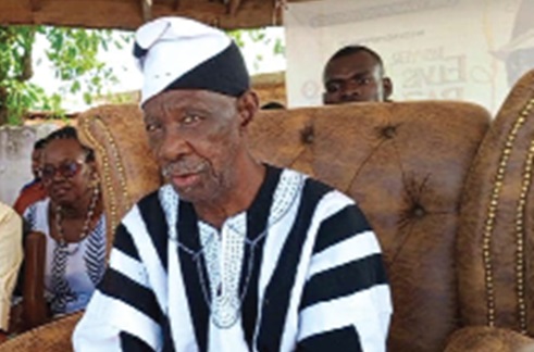 The road leading to the community. (inset) Kuoro Alhaji Abu Kontulo  Dibon II, the Chief of Wasai
