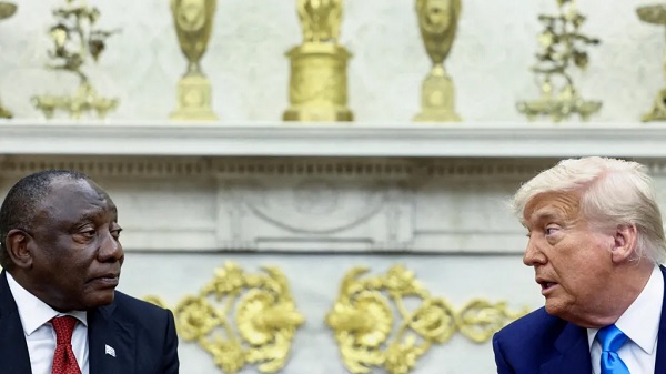 President Trump doubled down on his unfounded claims of a white genocide in a remarkable meeting with President Ramaphosa