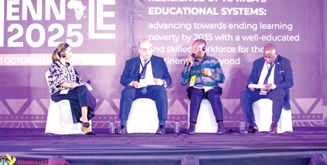 Prof. George K.T. Oduro (2nd from right), Technical Advisor at the Ministry of Education, making a point during a panel discussion