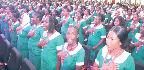  Nurses and midwives being inducted into the council as they take the oath of allegiance.  Picture: ERNEST KODZI 