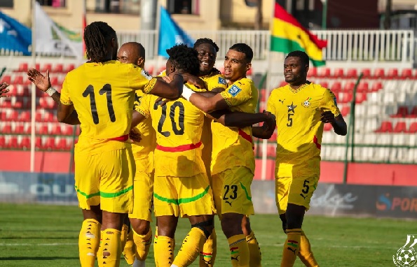 Black Stars celebrating their victory over Central Africa Republic