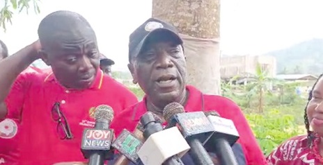 Joshua Ansah, Secretary General of the TUC, speaking to journalists