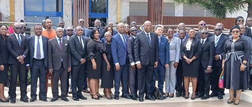Justice Tanko Amadu (arrowed) with Ghanaian and Nigerian judges after the symposium