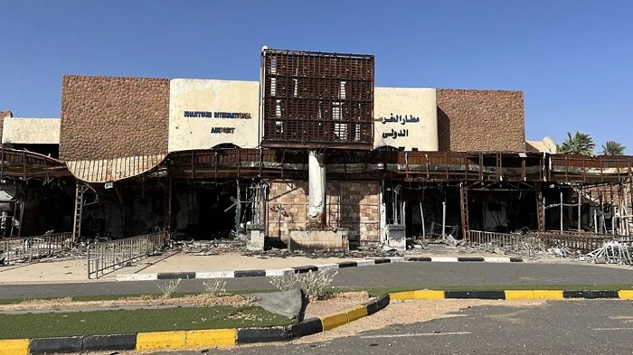 This image from March this year shows the damage at the airport caused by the conflict