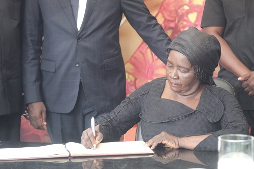 Prof. Naana Jane Opoku-Agyemang,  Vice-President, signing the book of condolence Picture ESTHER ADJORKOR ADJEI