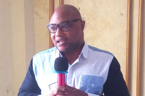Amos Blessing Amorse (right), Deputy Chief Executive Officer, E-Waste Fund, speaking at the stakeholders' engagement