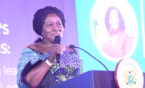 Prof. Naana Jane Opoku-Agyemang (left), Vice-President, addressing guests at the 2025 ADEA Conference in Accra. Pictures: SAMUEL TEI ADANO