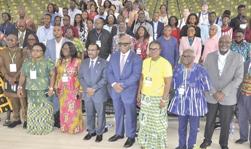Dr Victor Asare Bampoe (3rd from right), CEO of NHIA, Dr Michael Makanga (4th from right), Executive Director of the Global Health European and Developing Countries Clinical Trials Partnership 3, with other resource persons and participants