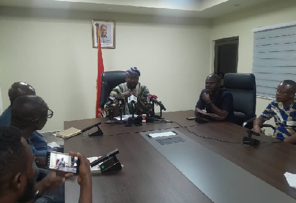 Mr Osmend Amuah, Deputy CEO of the National Food Buffer Stock Company speaking at the press briefing